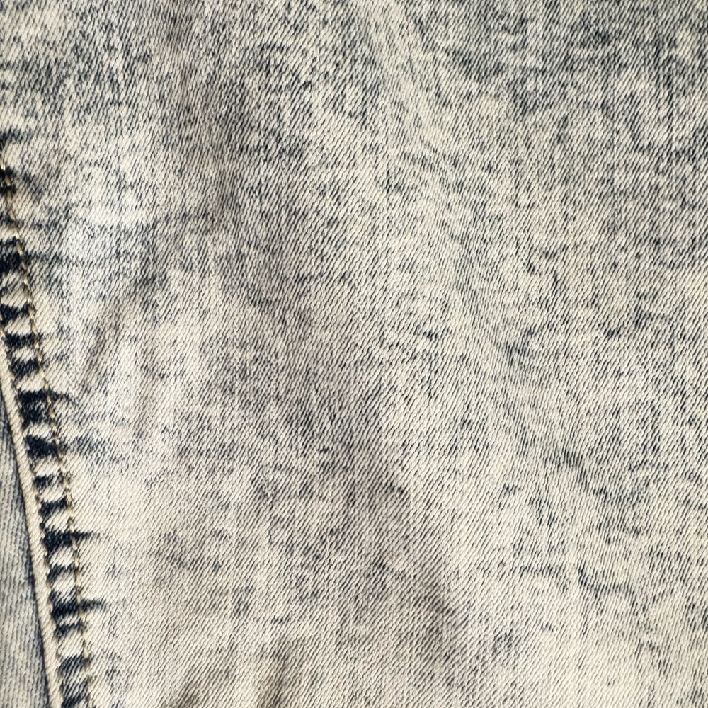 Blue Distressed Jean Shorts with Raw Hem - Picture 2 of 5